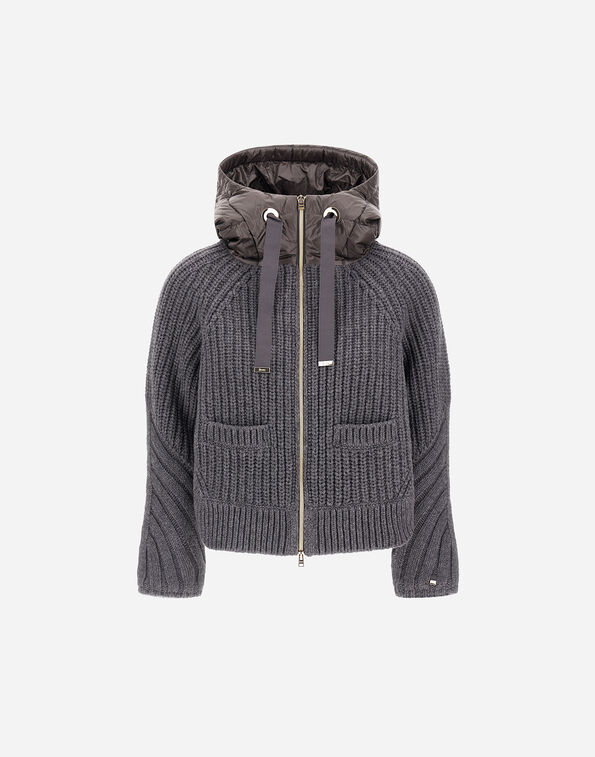 Herno CARDIGAN IN COB STITCH WOOL AND NYLON ULTRALIGHT Dark Grey MP000150D700169485