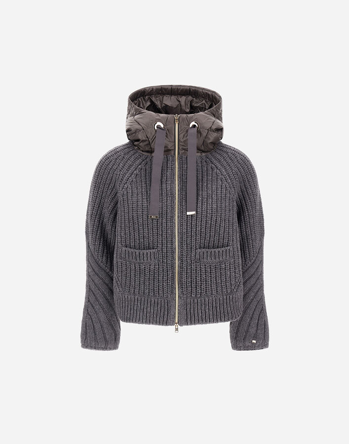Herno CARDIGAN IN COB STITCH WOOL AND NYLON ULTRALIGHT Dark Grey MP000150D700169485