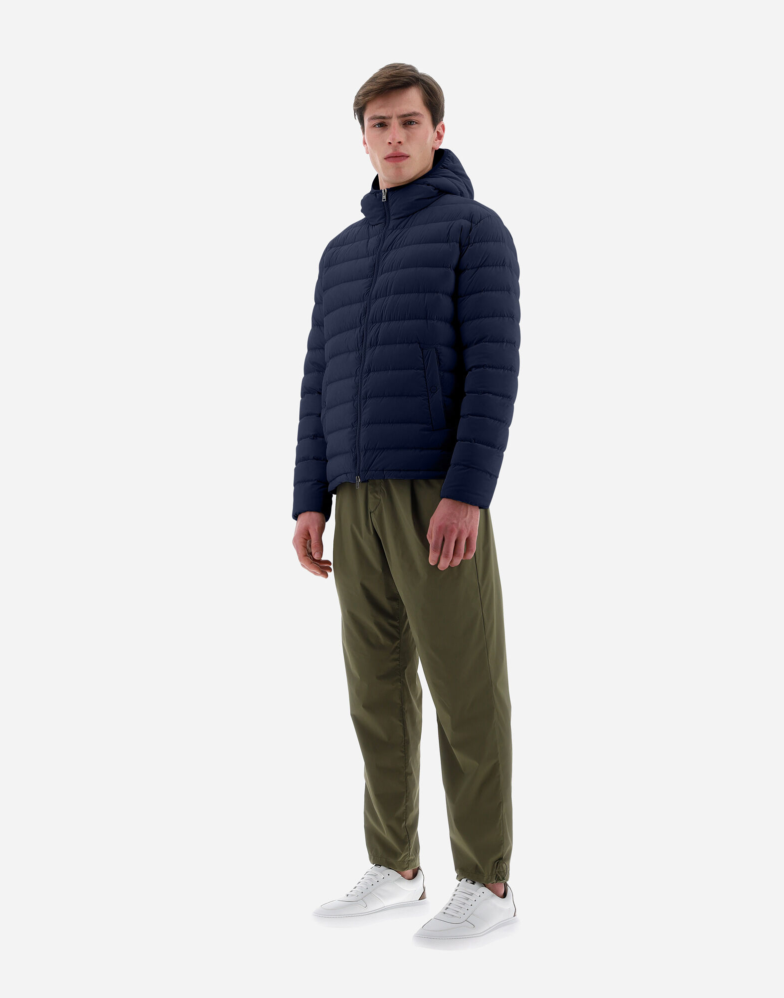 Men's stretch nylon hooded bomber sale jacket