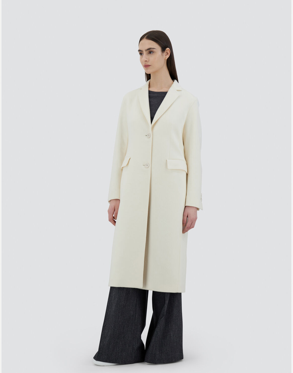 Herno Single Breasted Wool Coat In White