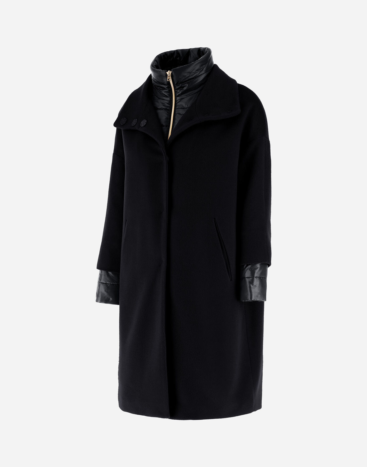 Herno Women Black Single Breasted Coat, M Luxury Jackets For Women Darveys In Black