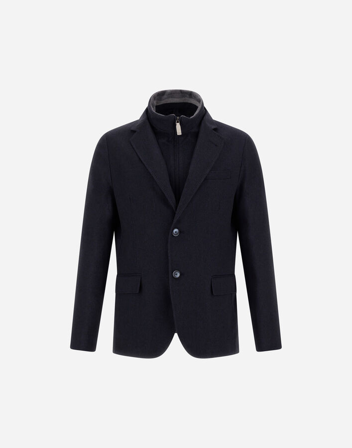 Herno RESORT BLAZER IN CASHMERE SILK Navy Blue GA00020UR380879200