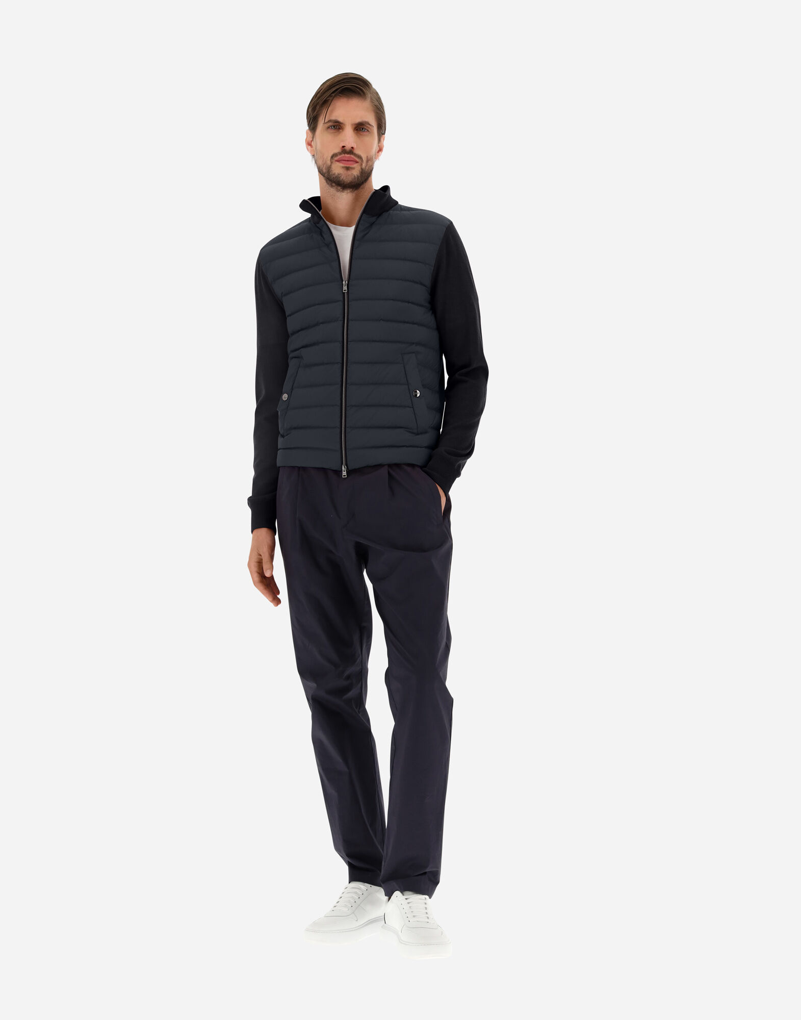 GIUBBOTTO DAVANTI IN PIUMA LANA SETA in Dark Blue for Men Herno