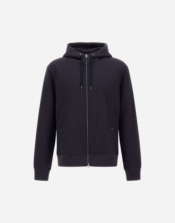 Herno RESORT JACKET IN COTTON INTERLOCK AND TRAVEL NYLON PONENTE Navy Blue JC00021UR560209200