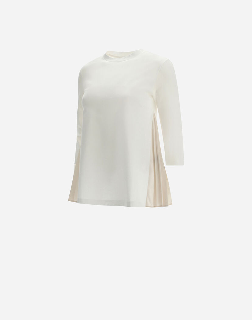 Women S T Shirts In White Chic Cotton Jersey T Shirt With Length Sleeves And Taffeta Herno