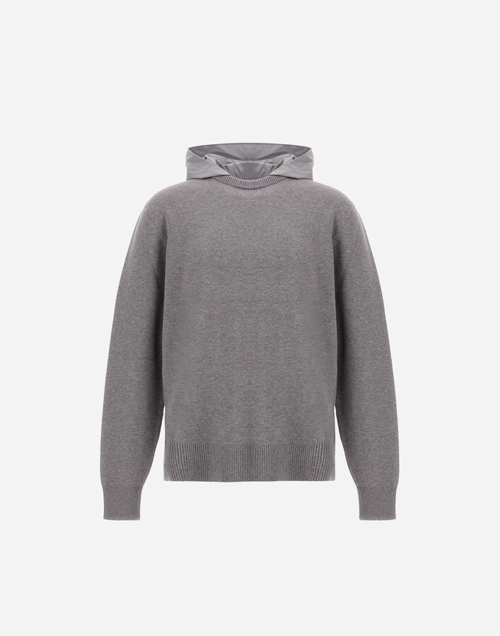 Herno RESORT SWEATER IN DOUBLE COTTON KNIT AND TRAVEL NYLON PONENTE Grey MG00027UR721119430