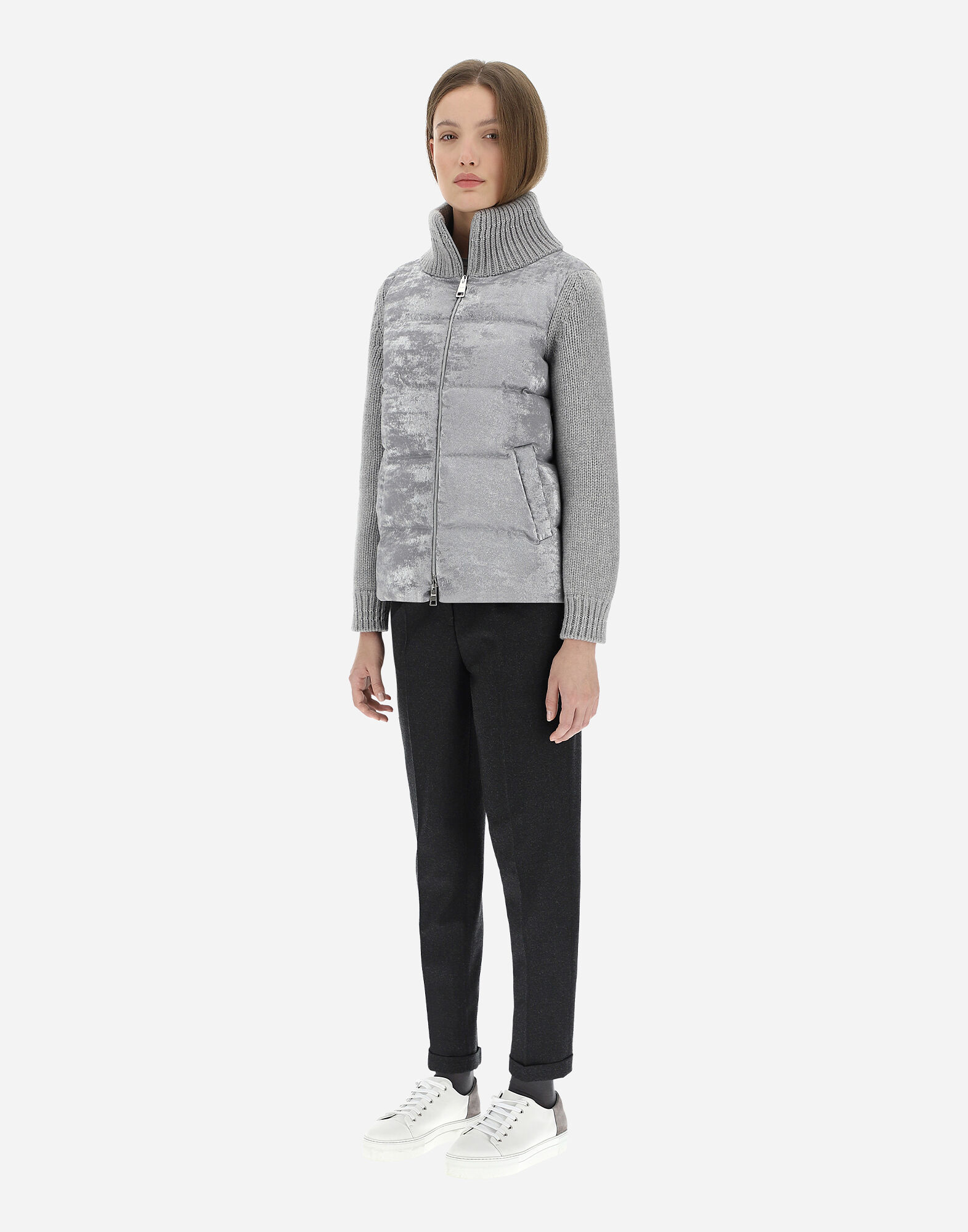 RESORT BOZZASCA AND GRANITE WITH NYLON ULTRALIGHT BOMBER JACKET