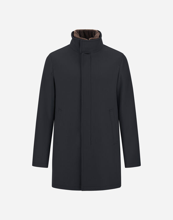 Herno COAT IN ECOWOOL AND LIGHT FAUX FUR Navy Blue CA000214U333449200