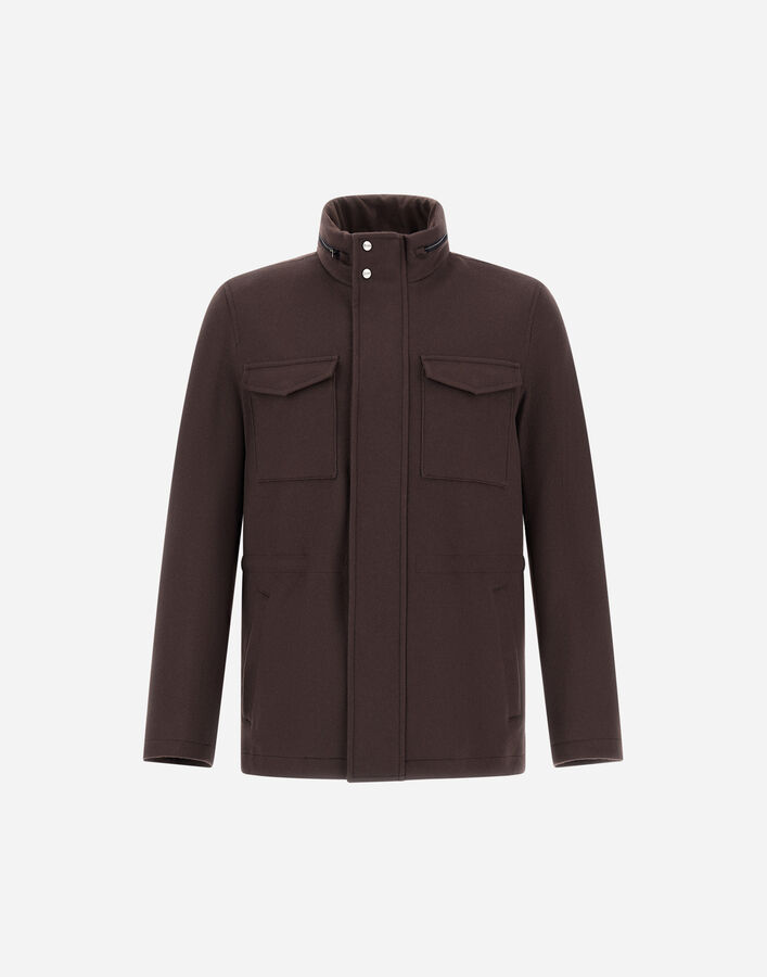 Herno FIELD JACKET IN CASHMERE, WOOL AND SUEDE EFFECT Dark Brown FI000156U333188800