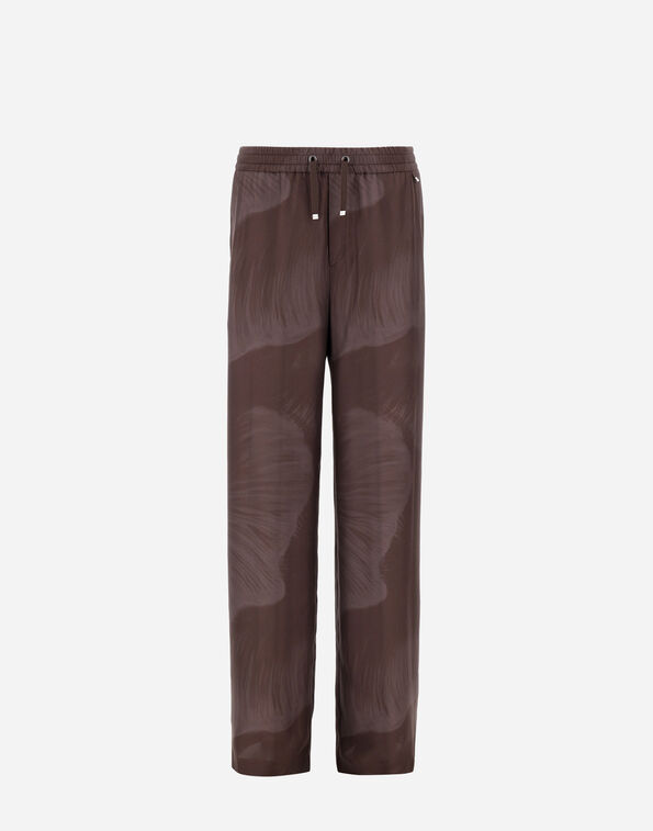 Herno RESORT TROUSERS IN PURE SILK WITH FLORAL PRINT Dark Chocolate PT00056DR16019P8810