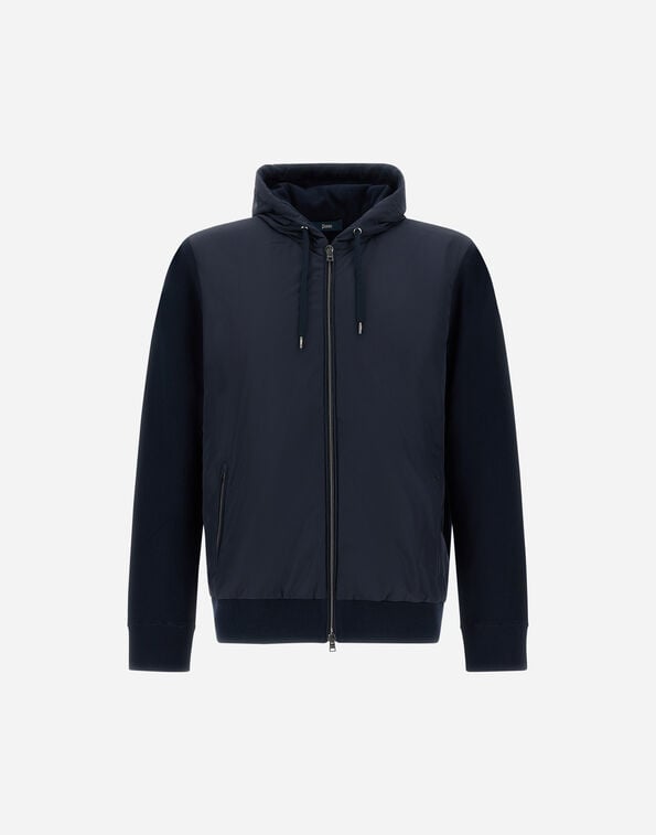 Herno PIQUE' KNIT AND NYLON JACKET Blue MC000168U720569201