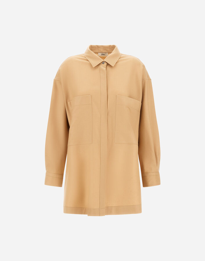 Herno WOOL FLANNEL SHIRT Light Camel CM000063D334782113