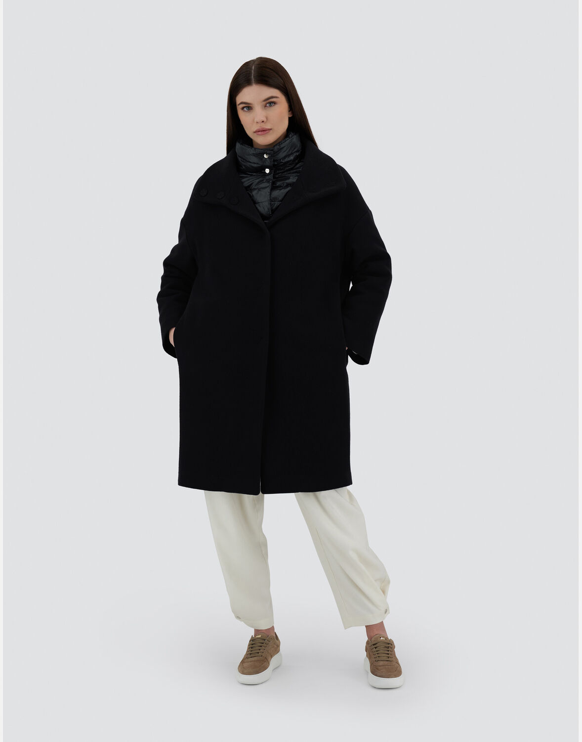 Herno Women Black Single Breasted Coat, M Luxury Jackets For Women Darveys In Black