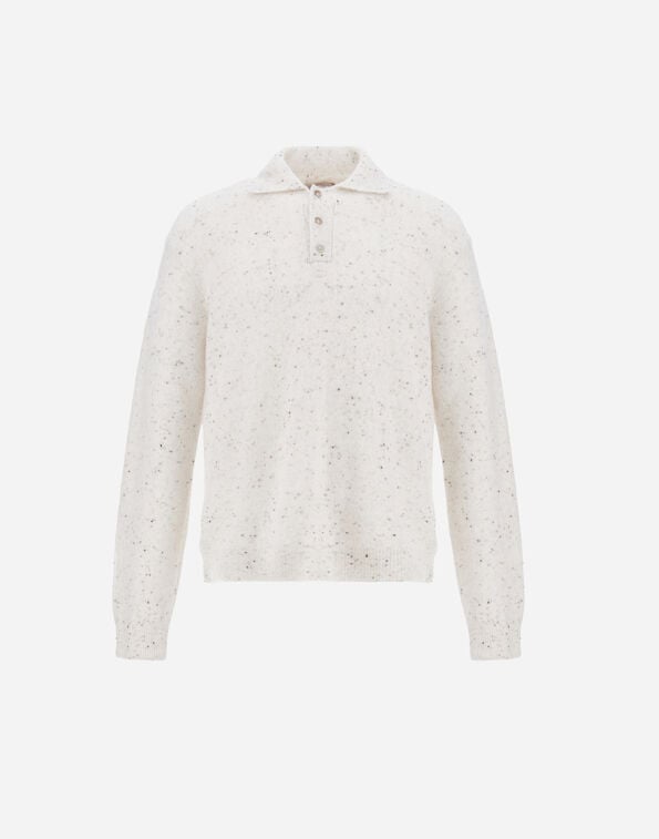 Herno RESORT POLO SHIRT IN WOOL AND ALPACA BLEND KNIT Milk White MPL0007UR703321100