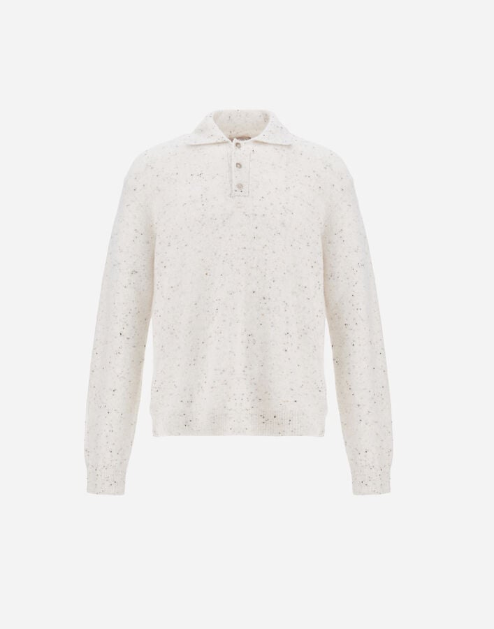Herno RESORT POLO SHIRT IN WOOL AND ALPACA BLEND KNIT Milk White MPL0007UR703321100