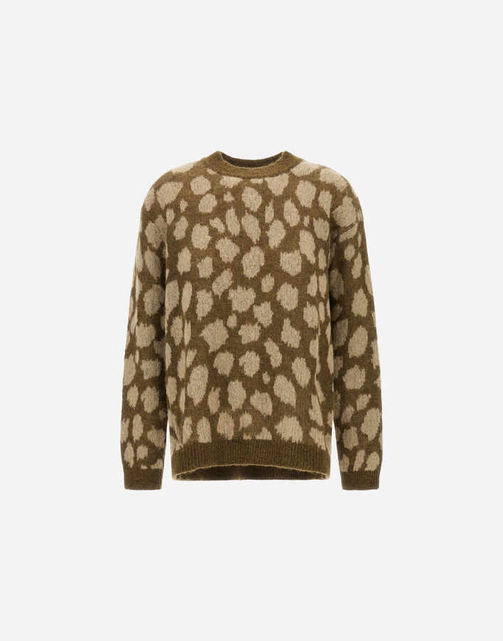 Herno ALPACA JACQUARD JUMPER WITH ANIMAL PRINT Military MG000250D702087740