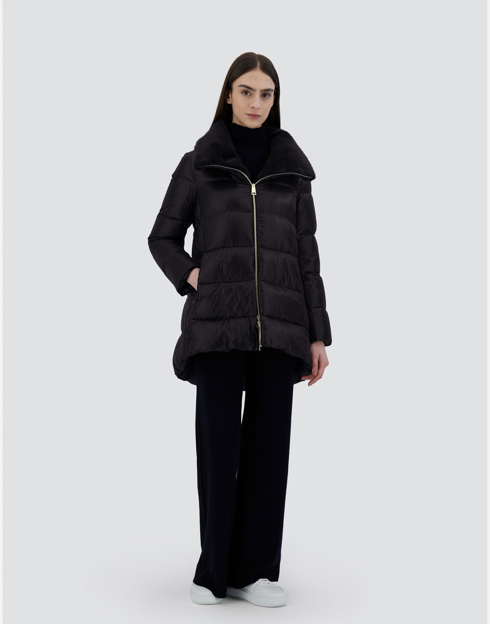 A-SHAPE JACKET IN NYLON CHAMONIX in Black for Women | Herno®