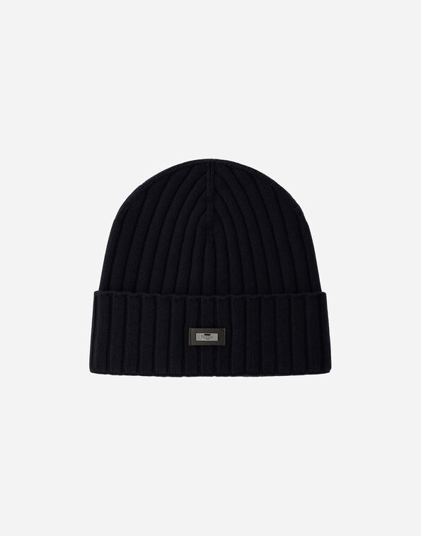 Herno ENGLISH RIB CASHMERE BEANIE Dark Blue BER00058U710509290