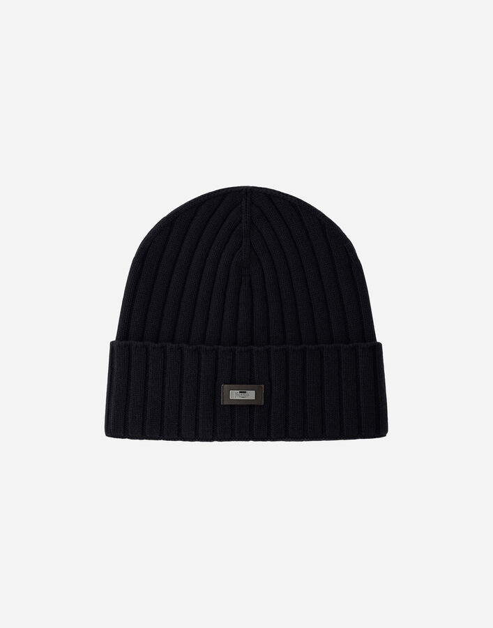 Herno ENGLISH RIB CASHMERE BEANIE Dark Blue BER00058U710509290