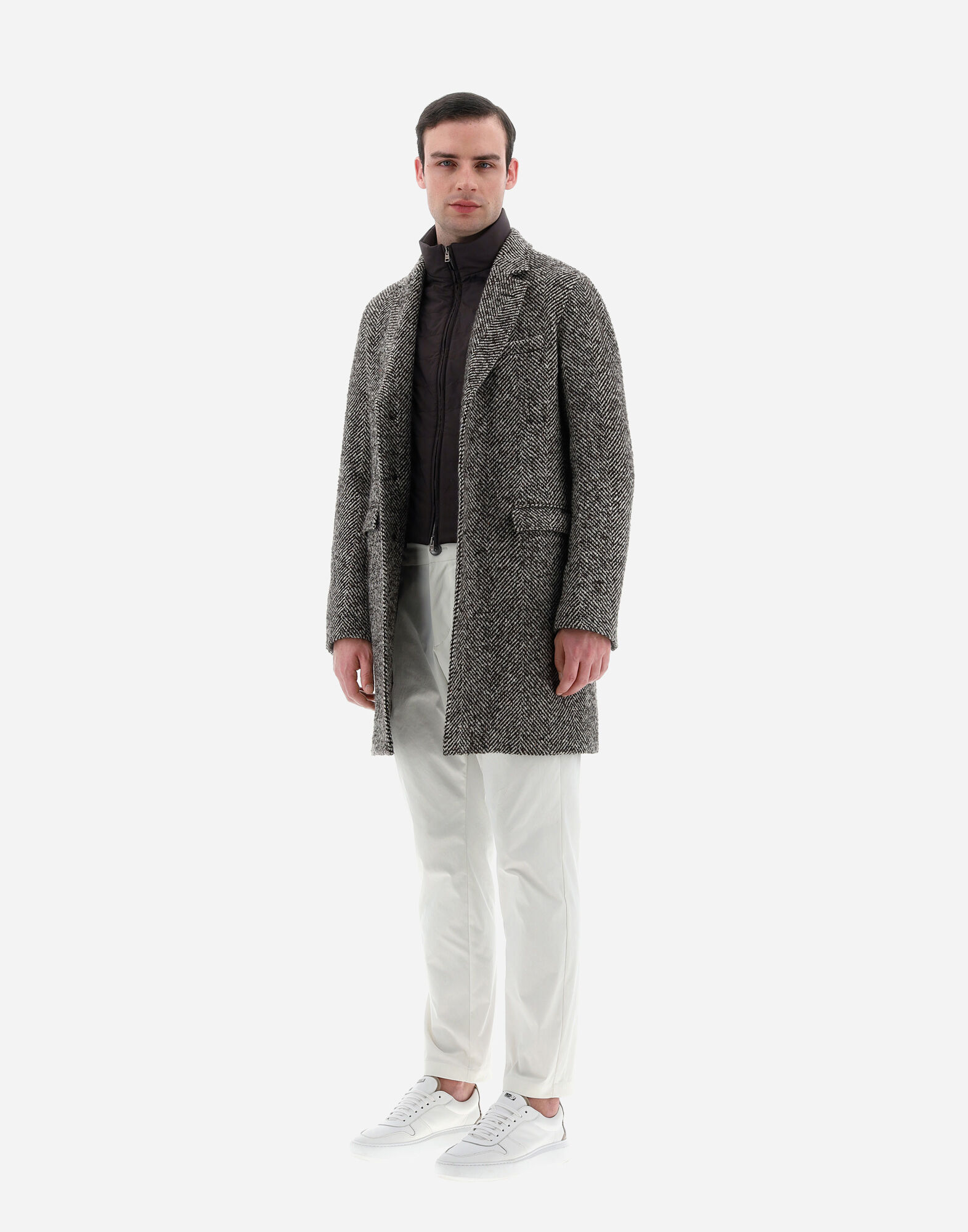 Herno online herringbone overcoat