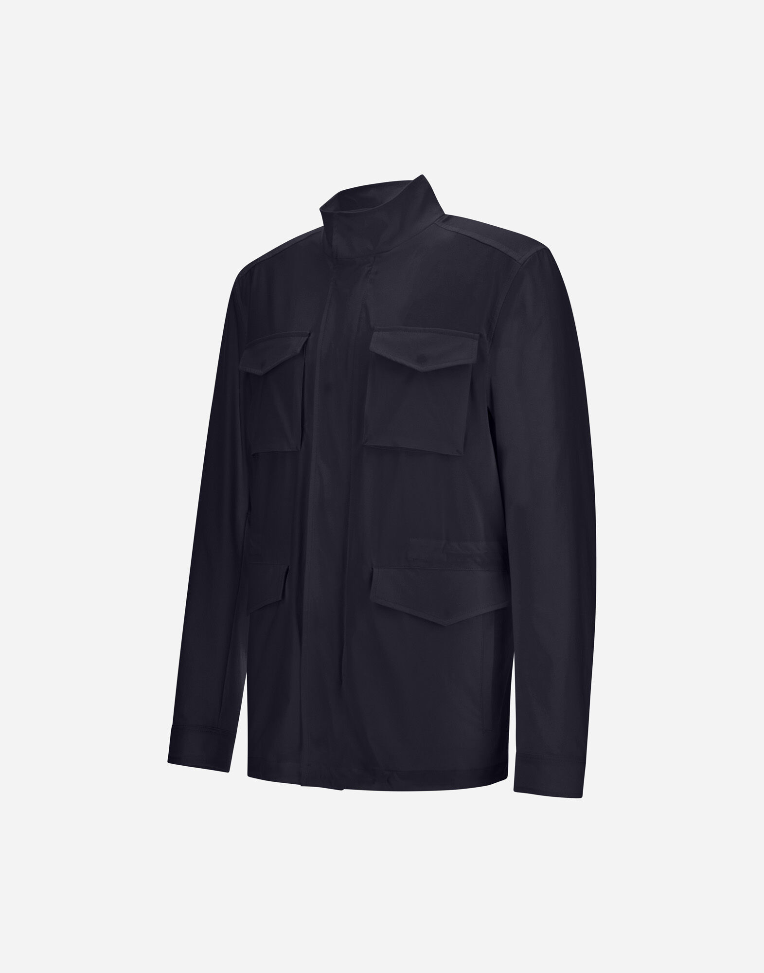 FIELD JACKET IN WRINKLED STRETCH NYLON in Navy Blue for Men | Herno®