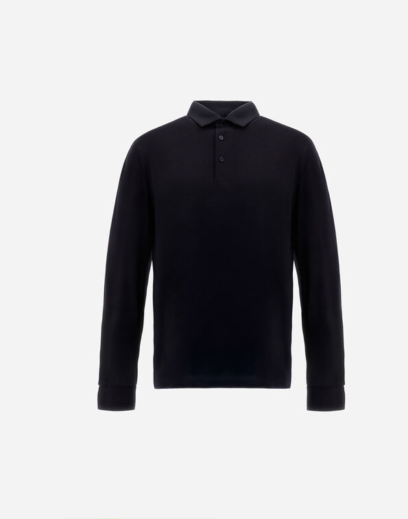 Herno RESORT POLO SHIRT IN WOOL JERSEY WITH A SHINY FINISH Navy Blue JPL0013UR520689200