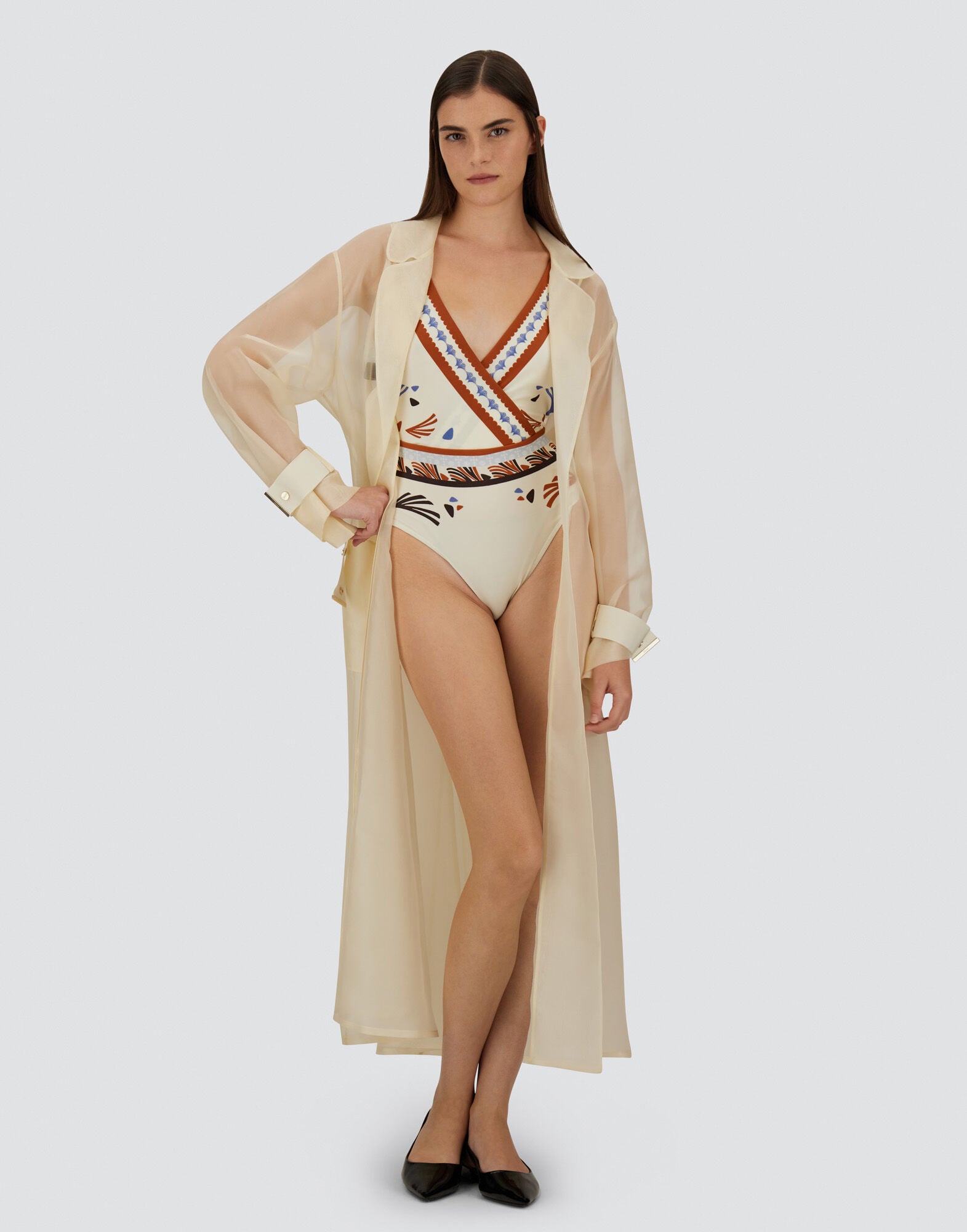 TRENCH COAT IN MULBERRY SILK ORGANZA in Ivory for Women | Herno®