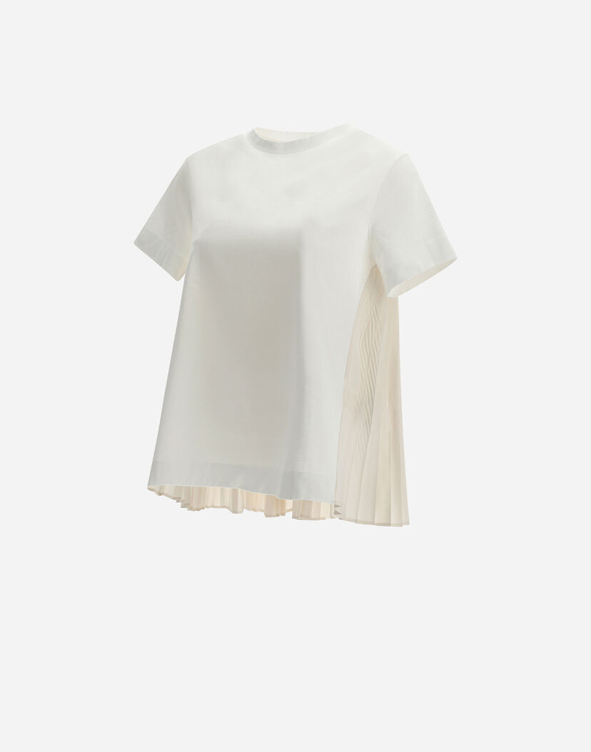 women s chic cotton jersey t shirt with taffeta plisse in white t shirts herno