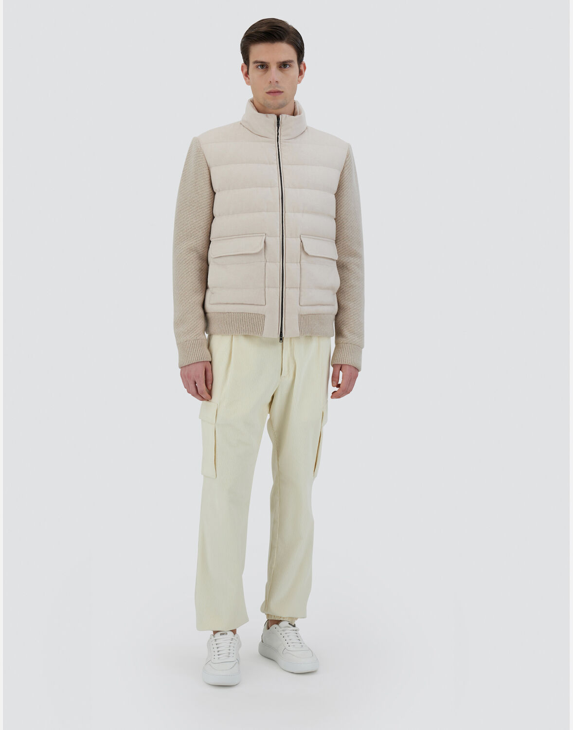 Herno カシミヤ シルク ニット ボンバージャケット In Chantilly
