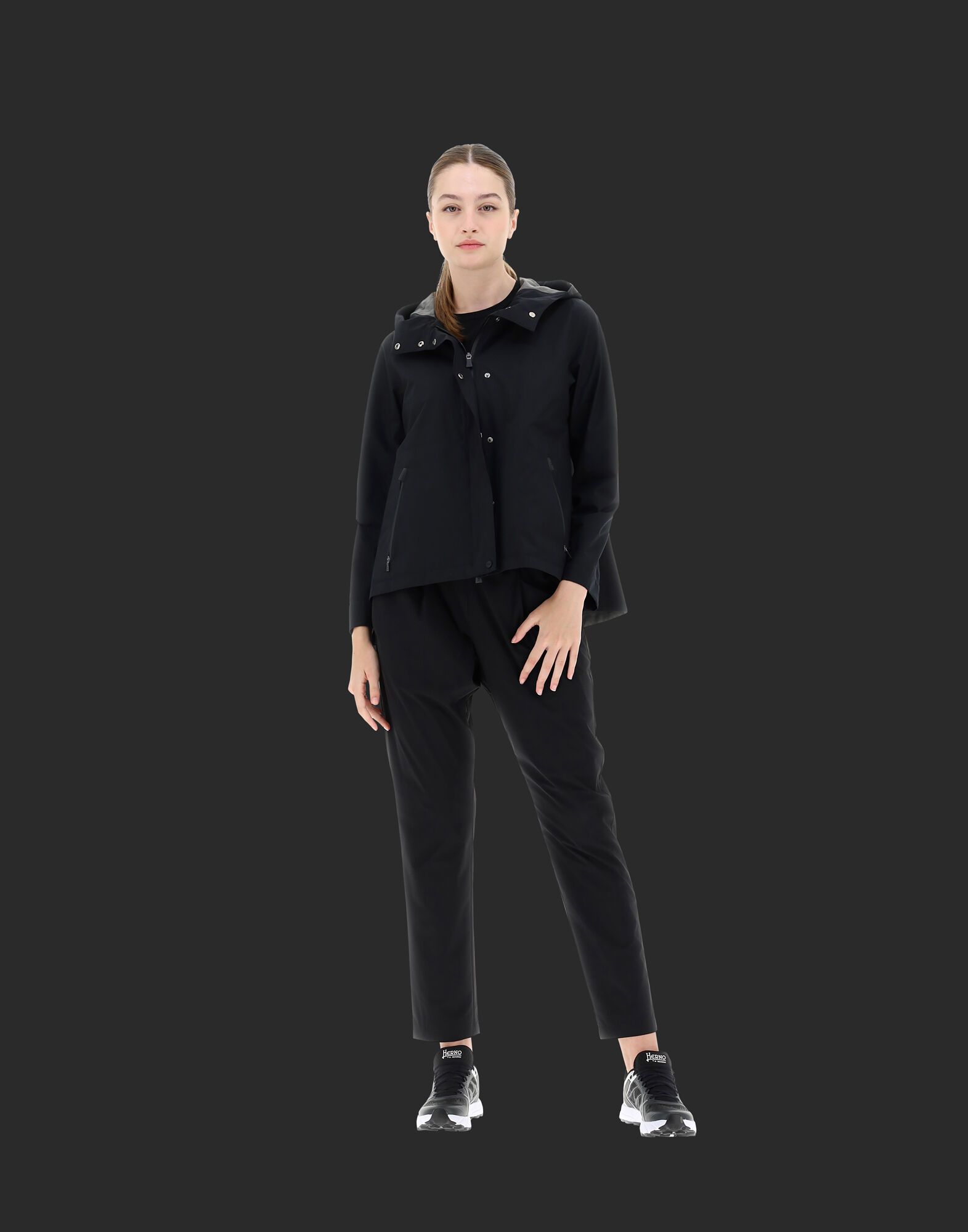 LAMINAR HOODED CAPE IN GORE-TEX PACLITE® SHELL in Black | Herno®