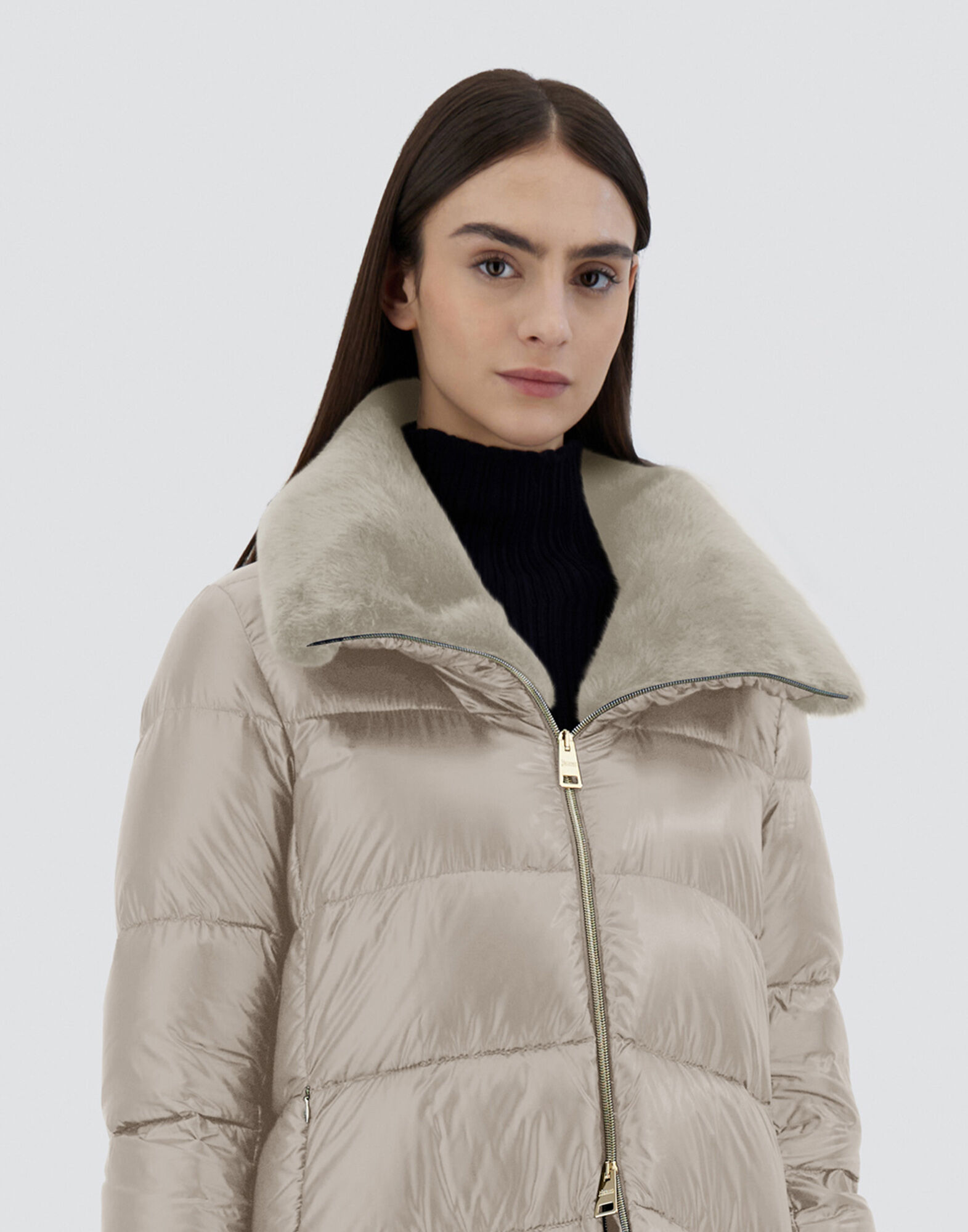 A-SHAPE JACKET IN NYLON ULTRALIGHT AND NEW LADY FAUX FUR in