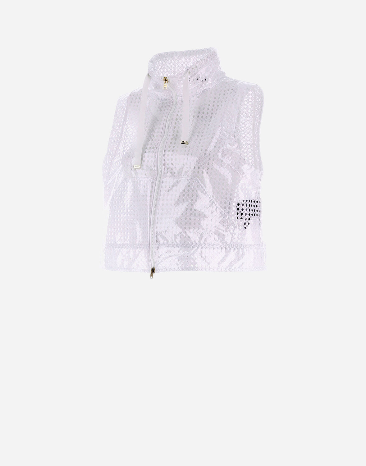 Herno Coated Lace ＆ グログラン ノースリーブジャケット In White