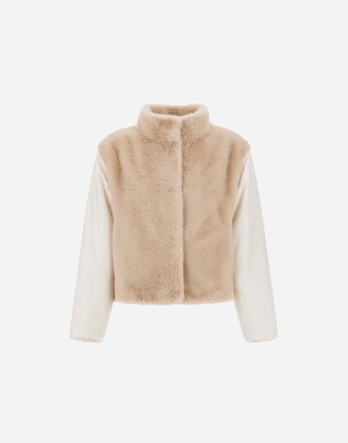 Herno RESORT JACKET IN FAUX FUR WITH BEAVER EFFECT, CASHMERE AND SILK Chantilly GI00054DR128961985