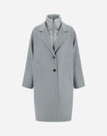 Herno VELOUR WOOL CLOTH AND NYLON ULTRALIGHT COAT Light Blue/Grey CA000594D334779095