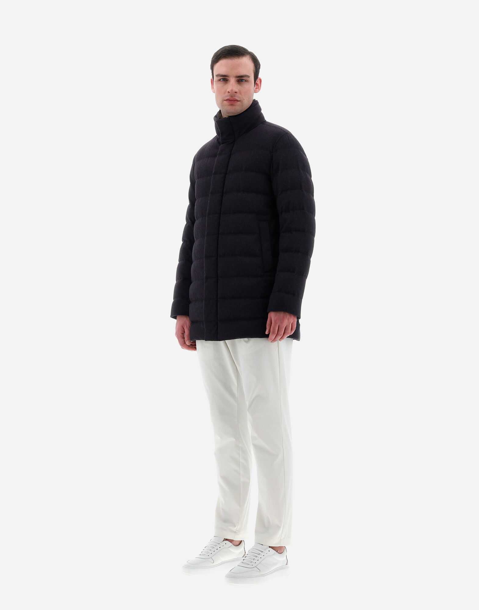CASHMERE AND SILK COAT in Slate for Men Herno