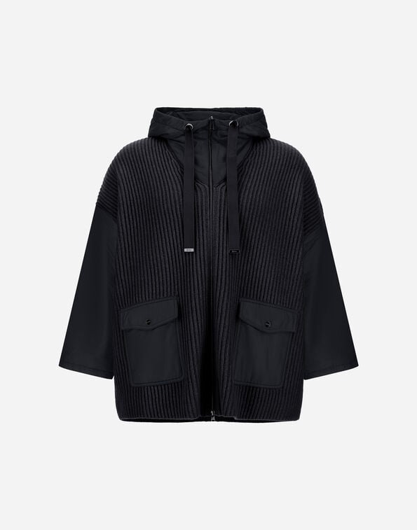 Herno RESORT JACKET IN FISHERMAN&rsquo;S RIB PURE WOOL AND NYLON ULTRALIGHT Black MC00036DR702649300
