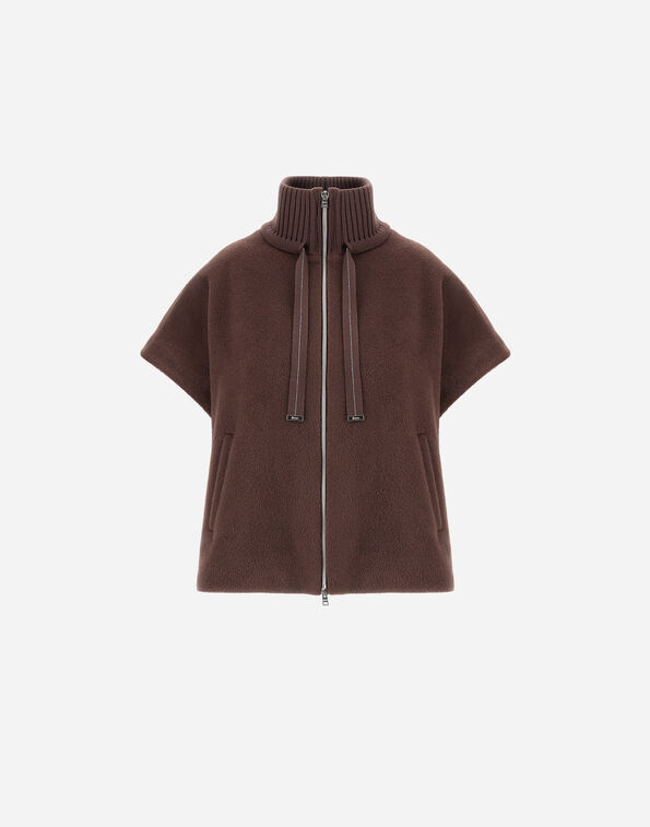 Herno RESORT JACKET IN BEAVER-EFFECT WOOL AND ALPACA BLEND Dark Chocolate GI00058DR334998810
