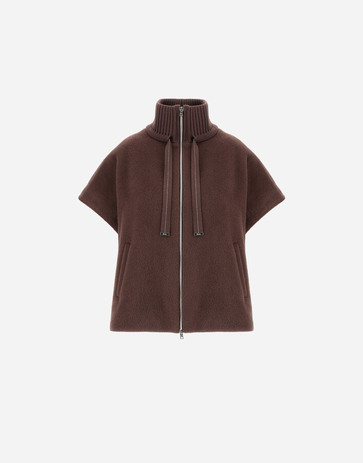 Herno RESORT JACKET IN BEAVER-EFFECT WOOL AND ALPACA BLEND Dark Chocolate GI00058DR334998810