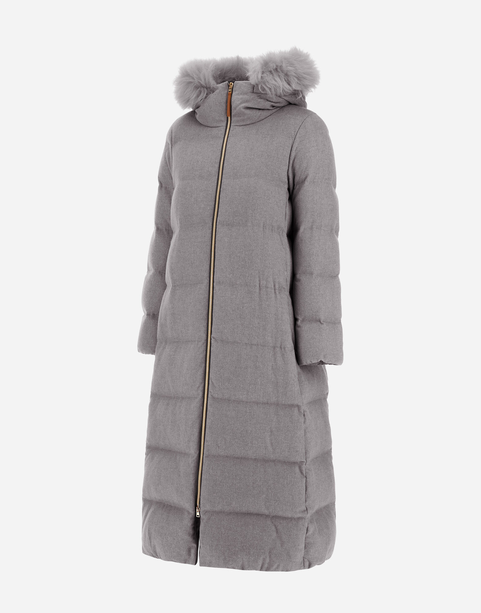 レディース LONG JACKET IN CASHMERE, SILK AND MONOGRAM グレー