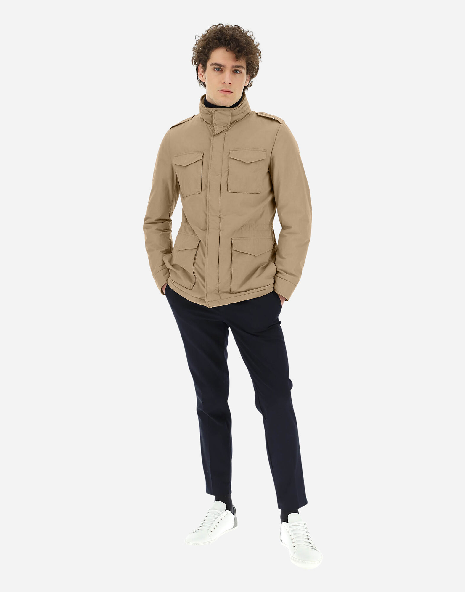 【HERNO】2-in-1 ジャケット クリーム WASHED NYLON FIELD JACKET