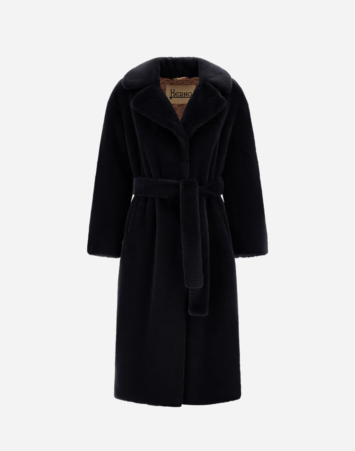Herno COAT IN SOFT ALTERNATIVE FUR Black CA000586D124229300