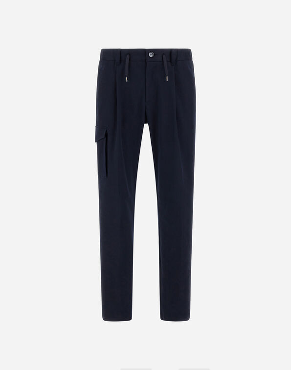 Herno RESORT TROUSERS IN STRETCH COTTON Navy Blue PT00050UR133289200