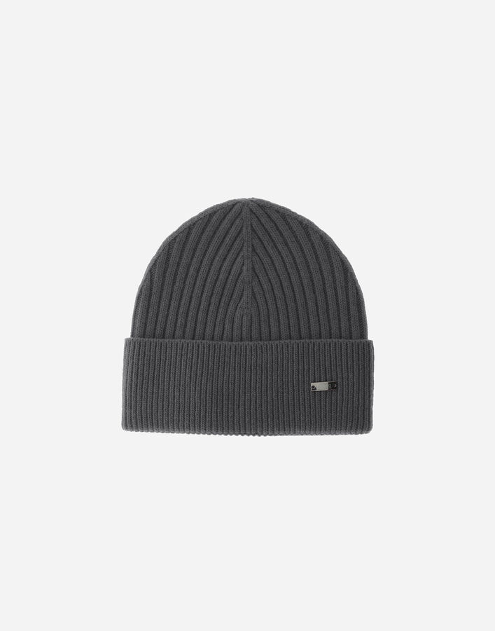 Herno BEANIE IN DOUBLE RIB WOOL Grey BER00042U702929460