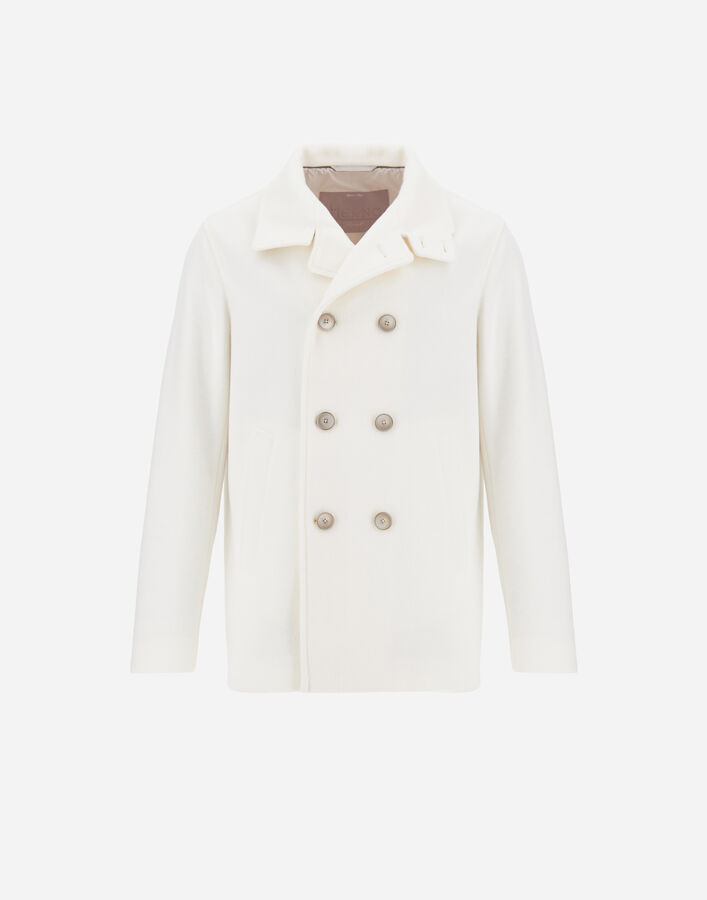Herno RESORT PEACOAT IN DOUBLE-LAYERED VISCOSE-BLEND FABRIC Milk White PE00018UR129101100