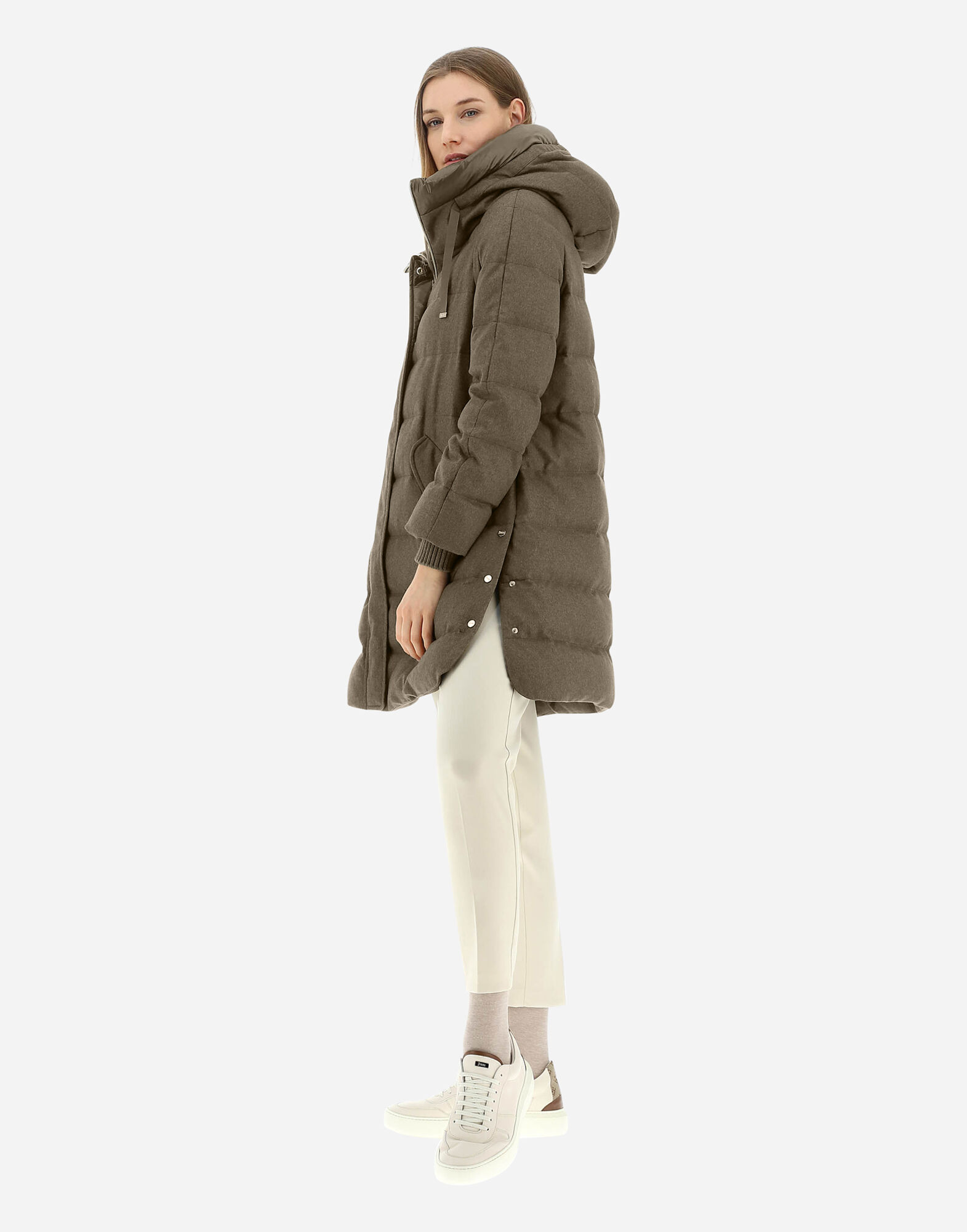 SILK AND CASHMERE PARKA in Military for Women | Herno®