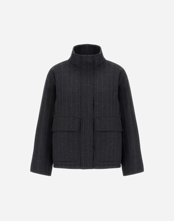 Herno STRETCH WOOL JACKET WITH PINSTRIPE PATTERN Silver/Cream GI000425D33547R9412
