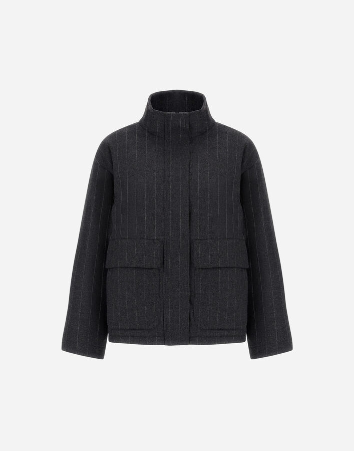 Herno STRETCH WOOL JACKET WITH PINSTRIPE PATTERN Silver/Cream GI000425D33547R9412