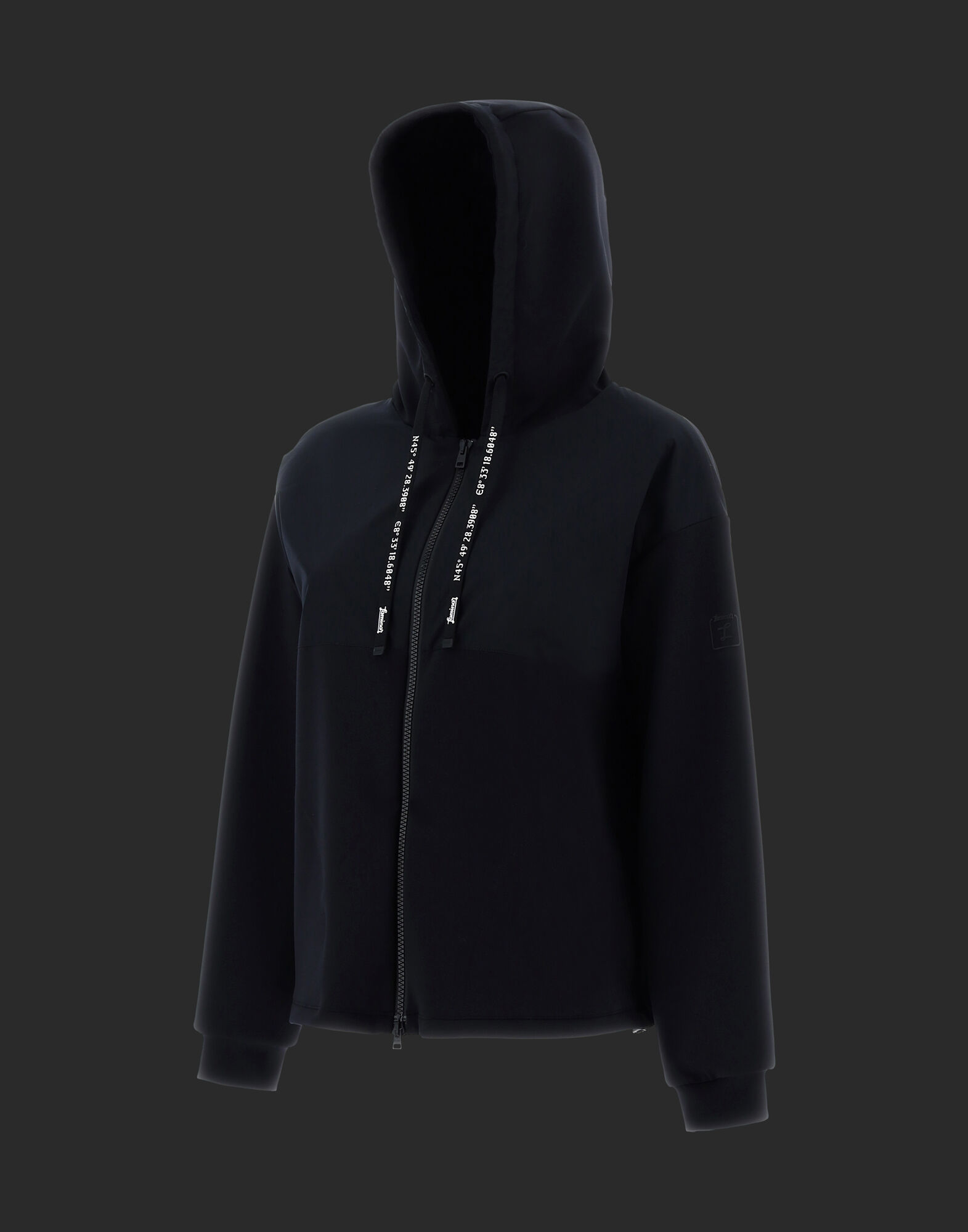 レディース FELPA FULL ZIP CON CARRE' IN NYLON ブラック | Herno 