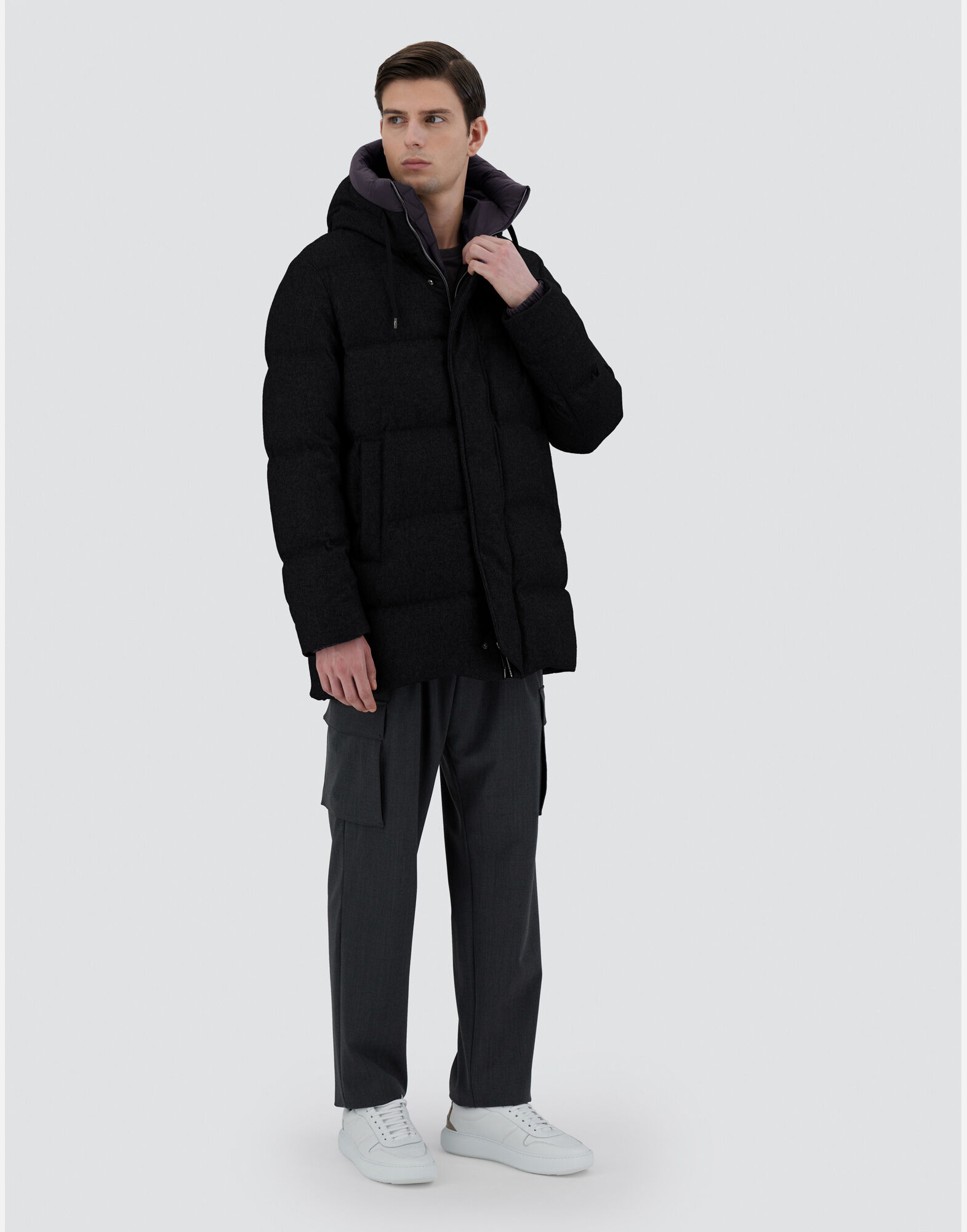 メンズ カシミヤ シルク エコエイジ ヘビージャケット ブラック | Herno® (ヘルノ)
