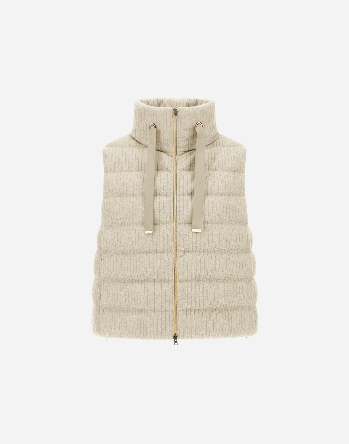Herno Vest In Shiny Ribbed Knit In Chantilly